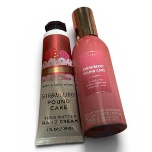 NEW Strawberry Pound Cake Room Spray  & hand  Cream Bath & Body Works Set.
